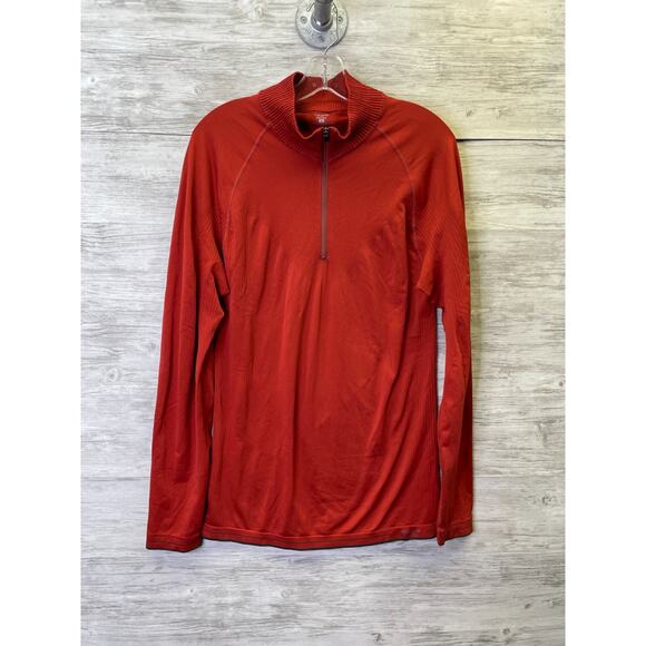 Patagonia Capilene Mens Top Size L Red Baselayer Long Sleeve 1/4 Zip - Picture 1 of 9